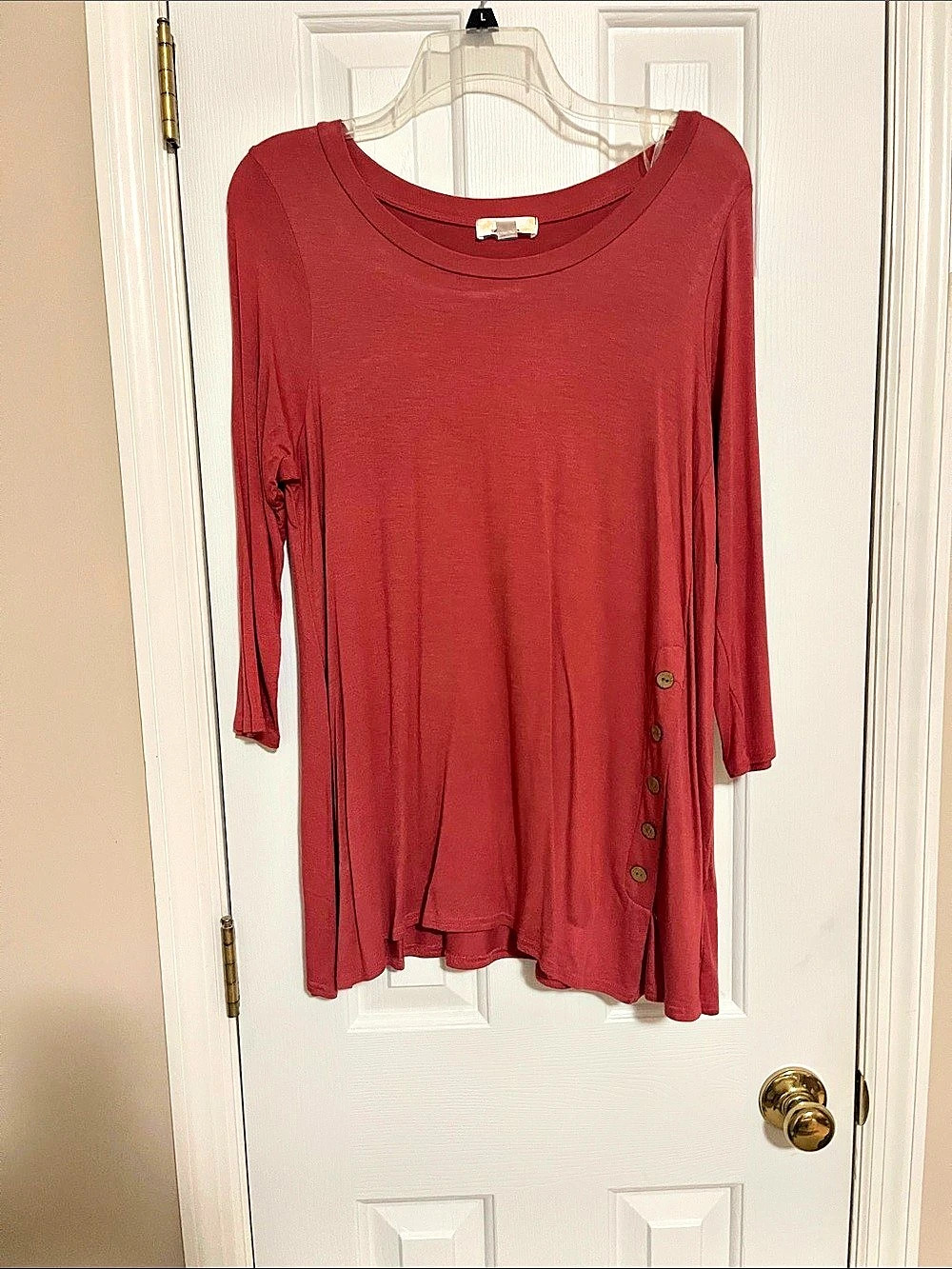Long Sleeve Tunic Top in Red Like New